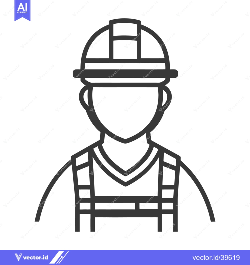 Premium Vector of A construction worker icon wearing safety gear and protective equipmen
