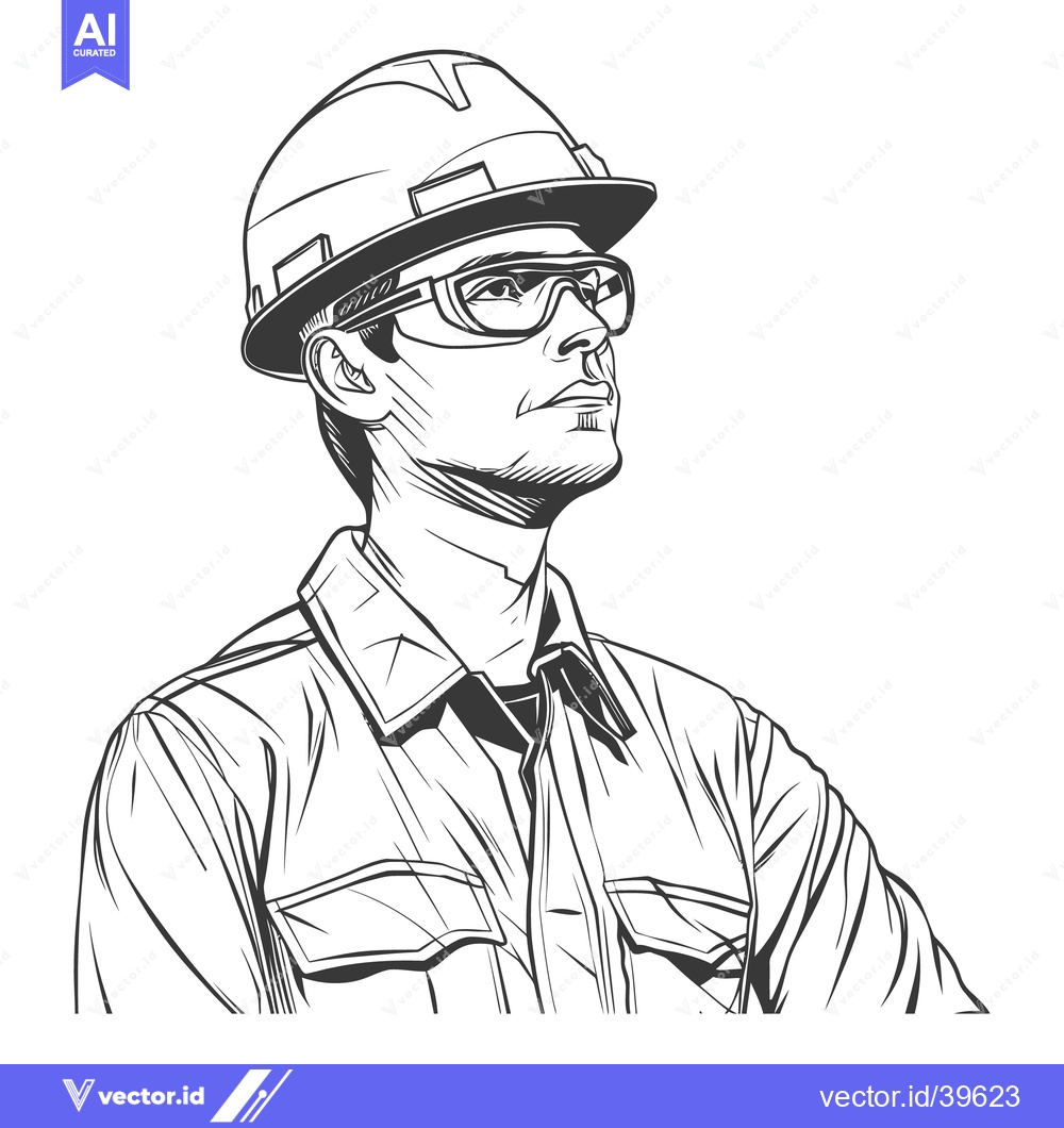 Premium Vector dari The sketched image of a construction worker looking upwards