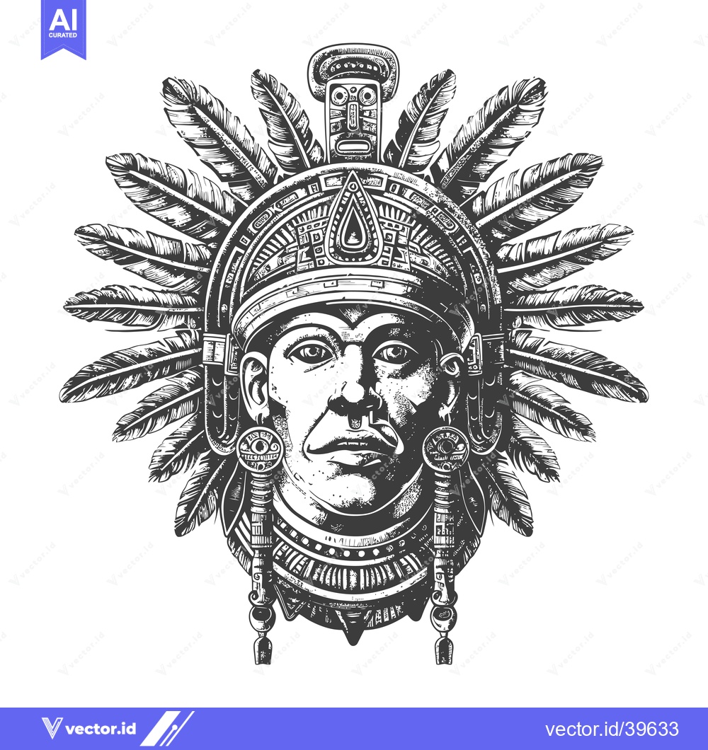 Premium Vector dari Engraved Illustration of an Indigenous Person Wearing a Feather Headdr