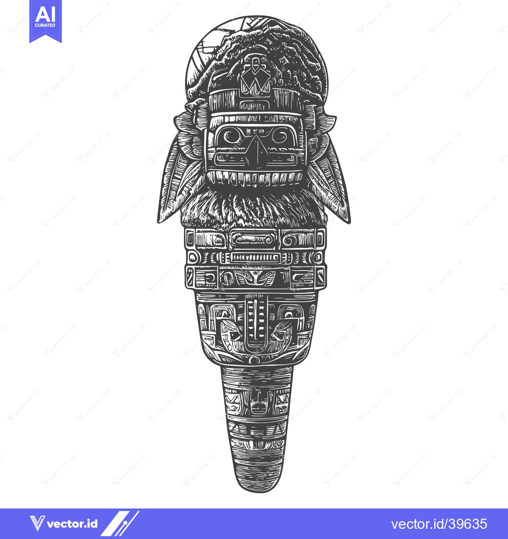 Premium Vector dari Engraved Illustration of an Ornate Ancient Statue