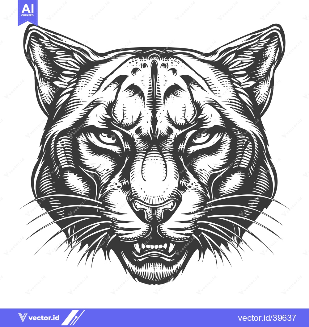 Premium Vector dari Engraved illustration of a snarling bobcat head