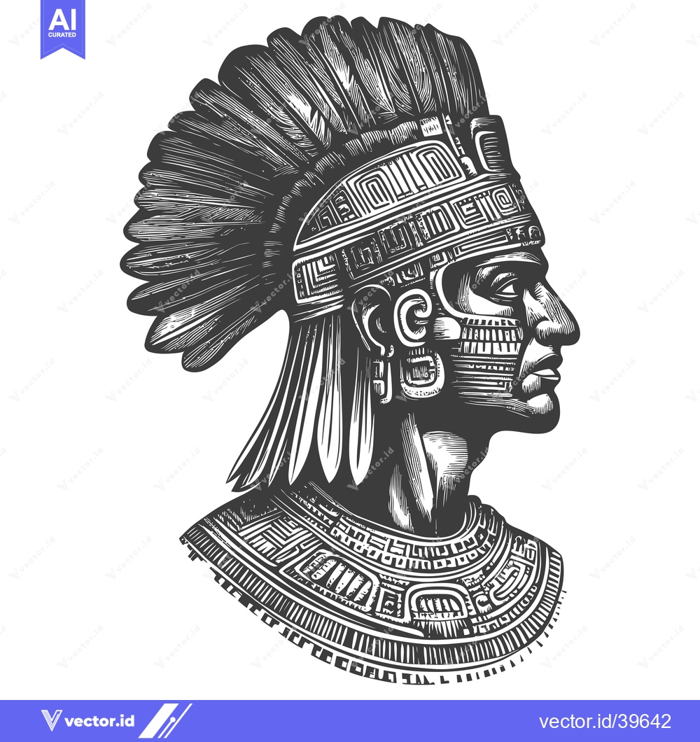 Premium Vector dari Engraved Profile of an Indigenous Person Wearing a Headdress