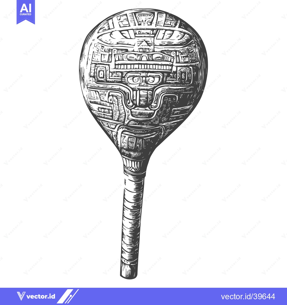 Premium Vector dari Engraving of a Mayan Ceremonial Scepter with Intricate Carvings