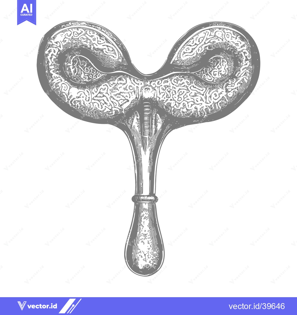 Premium Vector dari Engraving of a vintage ornate hand-held fan with a central handle.