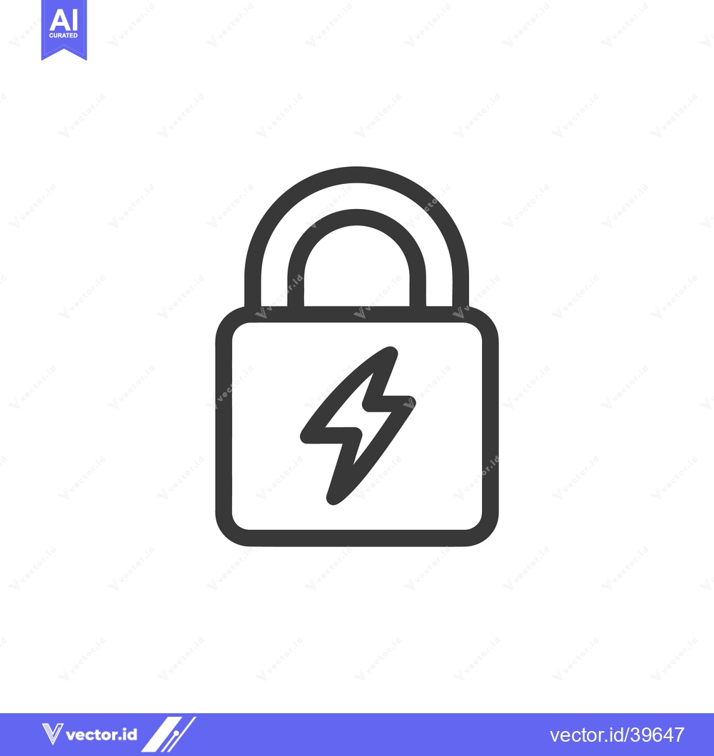 Premium Vector of Secure Energy: Padlock Icon with Lightning Bolt Symbol, Protection Con