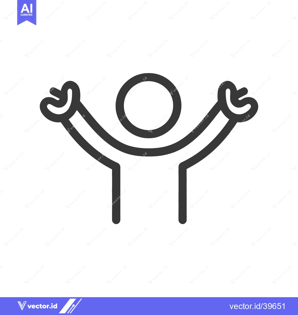 Premium Vector of Simplified line drawing depicting a person with arms outstretched in j