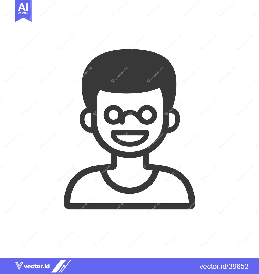 Premium Vector of Simple illustration of a person wearing eyeglasses and smiling brightl