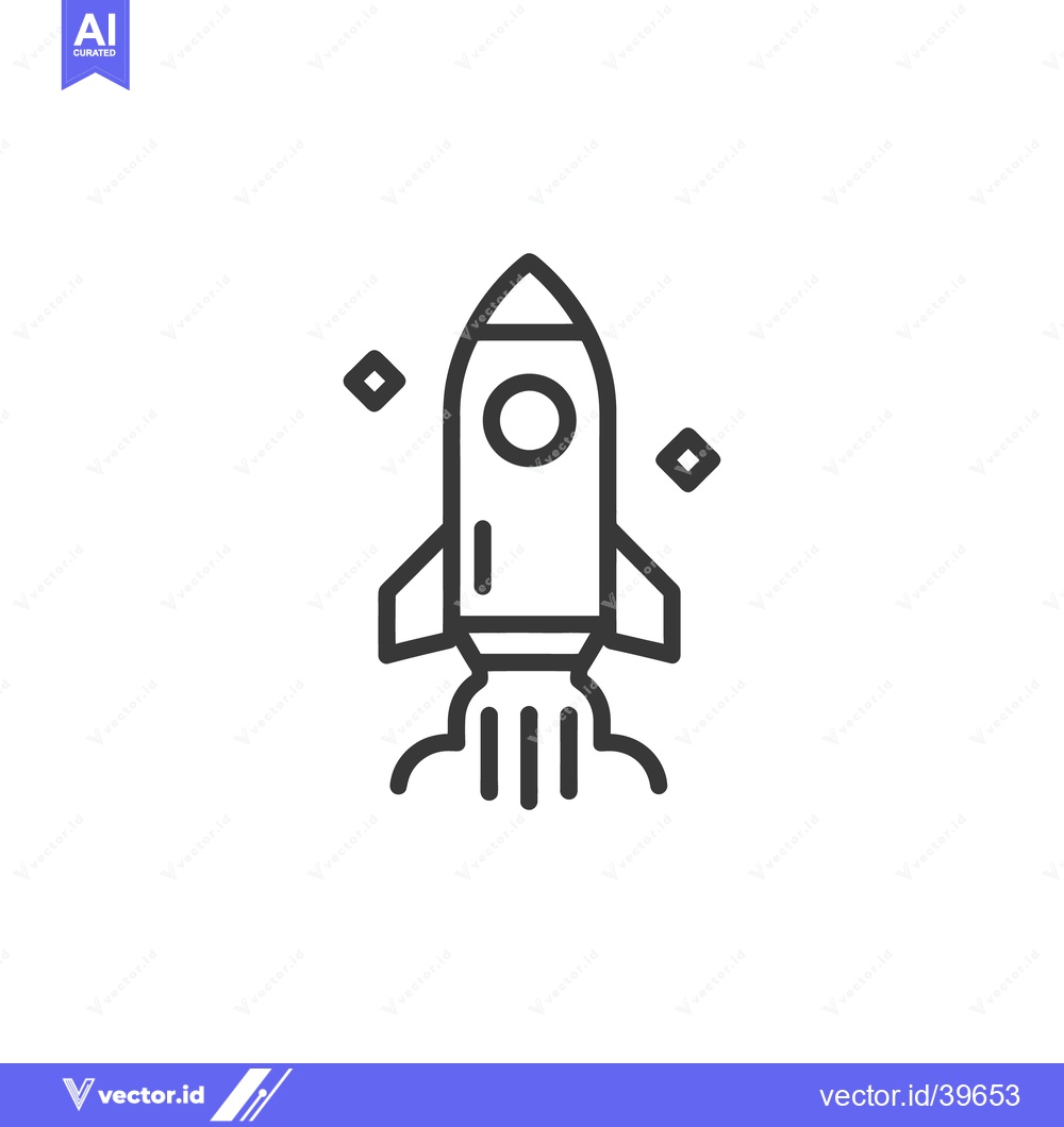 Premium Vector dari Minimalist Rocket Launch Icon with Stars on White Background
