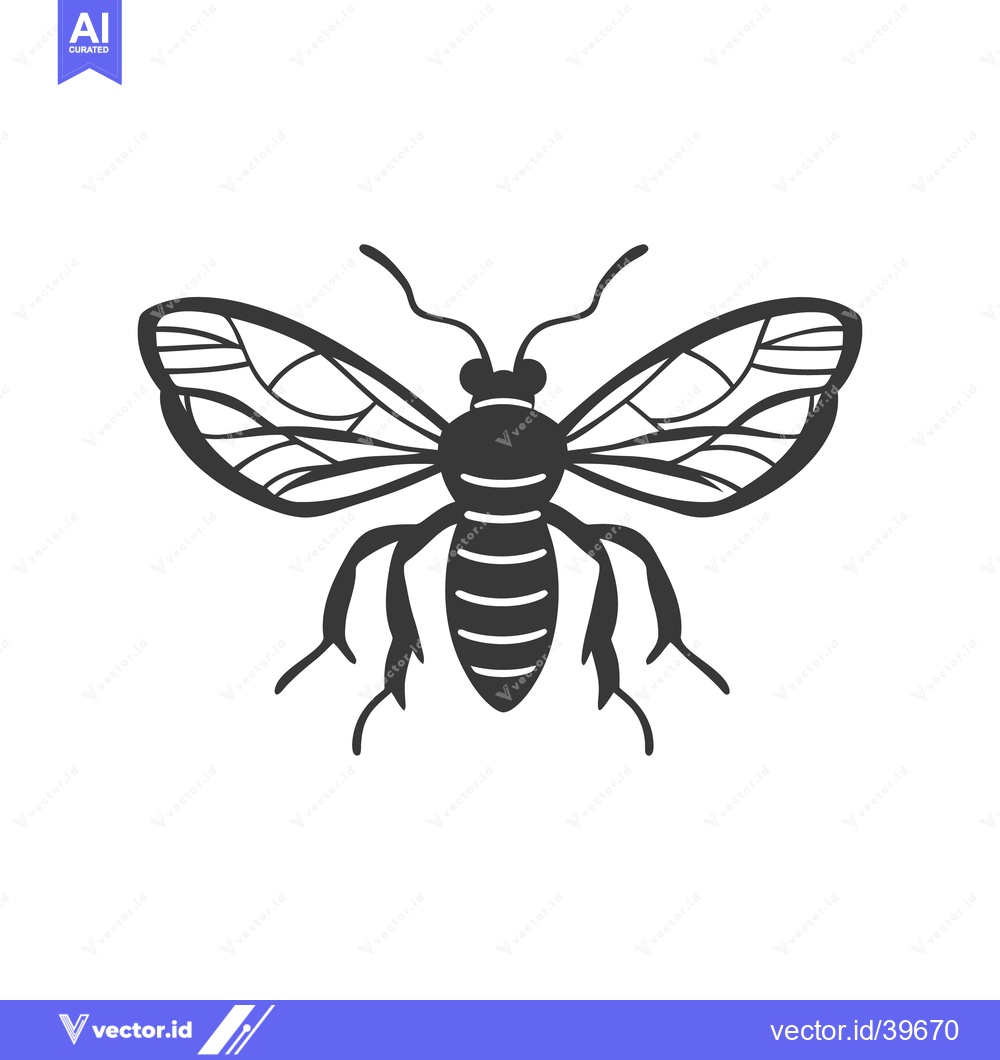 Premium Vector dari A simple black and white illustration of a flying insect