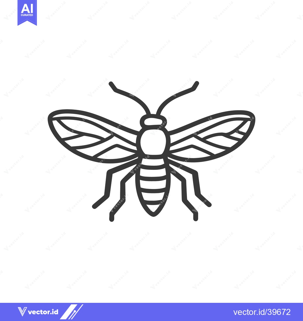 Premium Vector dari An outlined drawing of a flying insect with striped abdomen