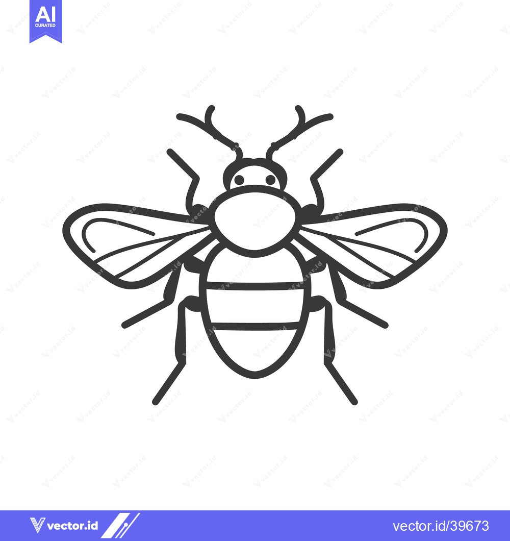 Premium Vector of A stylized black and white illustration of a honeybee
