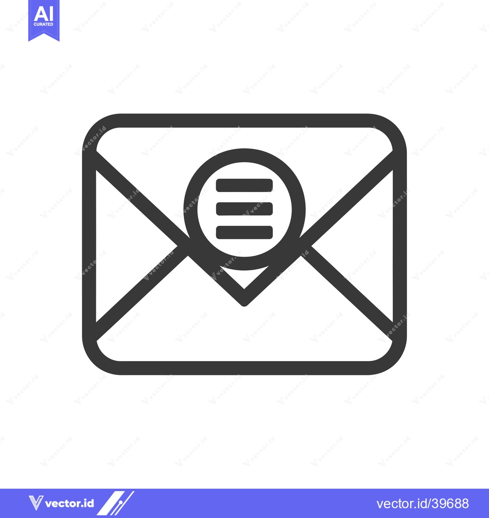 Premium Vector dari Envelope Icon with Three Horizontal Lines Inside a Circle