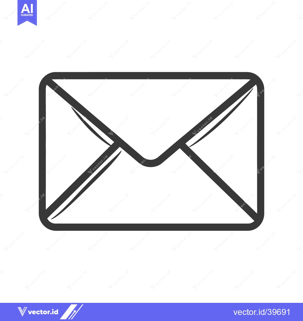Premium Vector of A simple black and white illustration of a closed envelope on white
