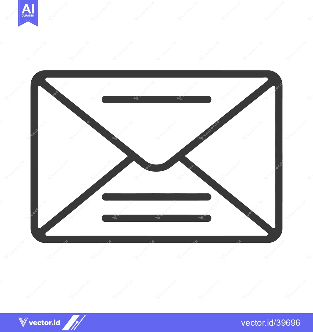 Premium Vector dari A simple black and white outline of an envelope icon