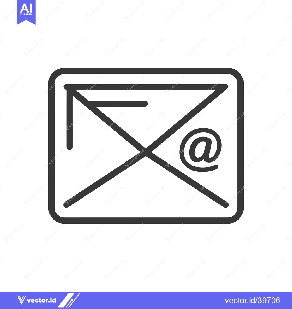 Premium Vector dari Envelope with an At Symbol, Black and White Line Art
