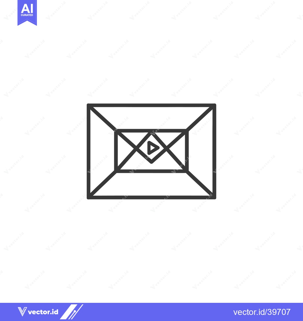 Premium Vector dari Envelope with a Play Button in the Center