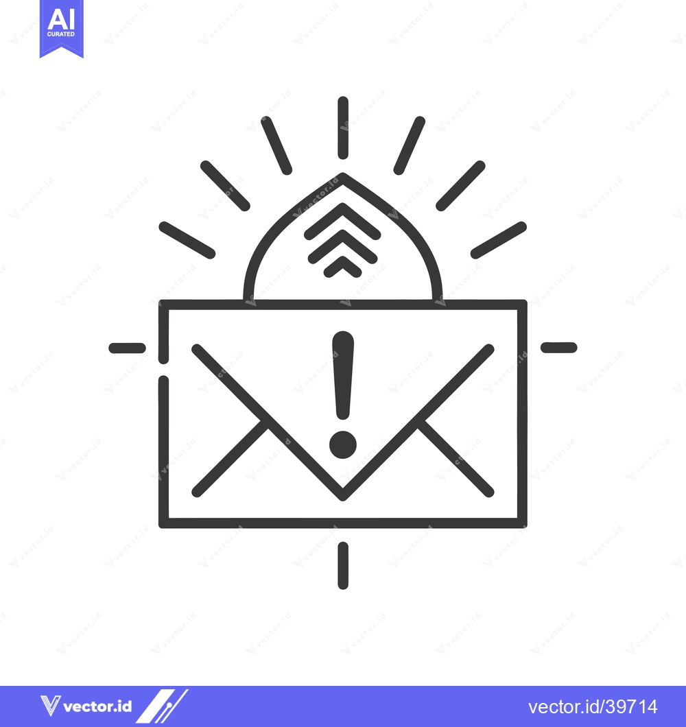 Premium Vector of Envelope with Exclamation Point and Signal Icon