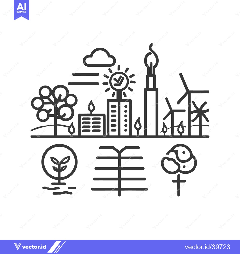 Premium Vector of Simplified line drawing illustrating sustainable energy and eco concep