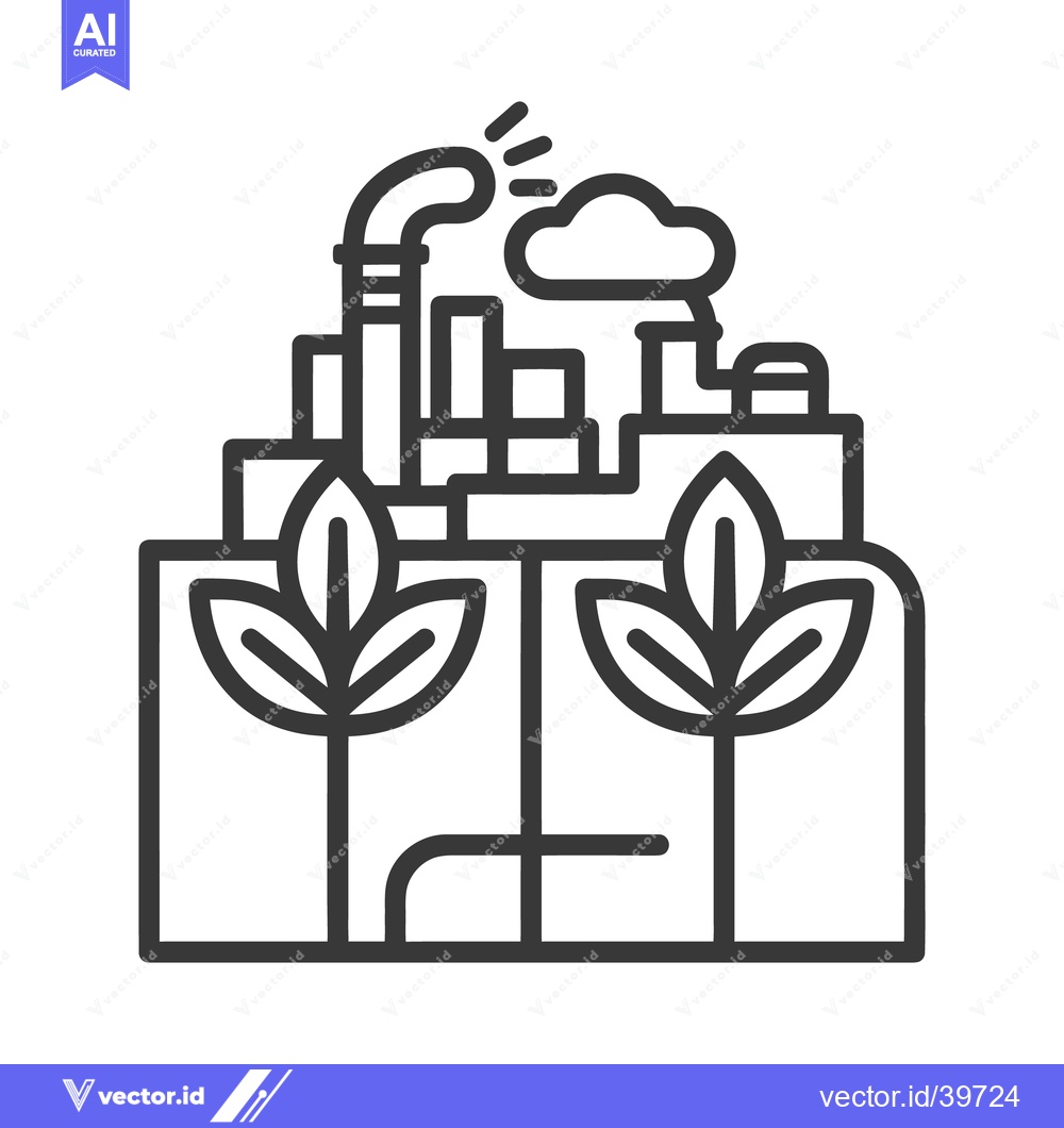 Premium Vector dari An abstract line drawing of a green industrial concept