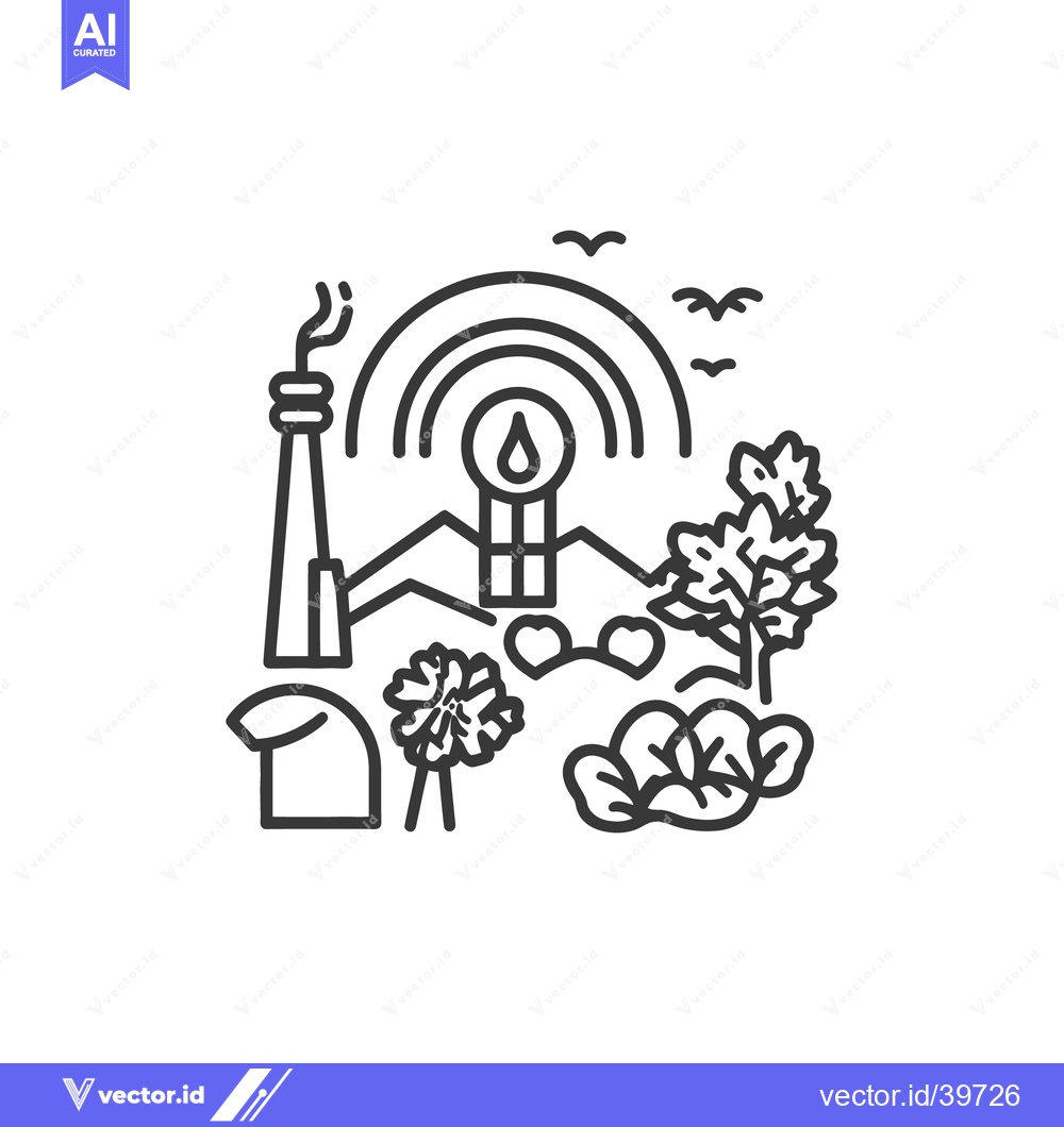 Premium Vector dari An environmental illustration depicting a factory and a natural landsc