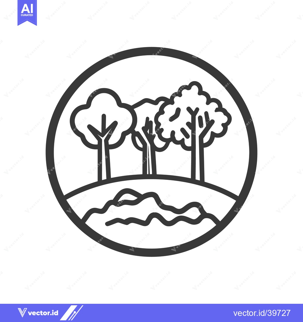 Premium Vector dari A simplified illustration showing trees on a grassy hill contained ins