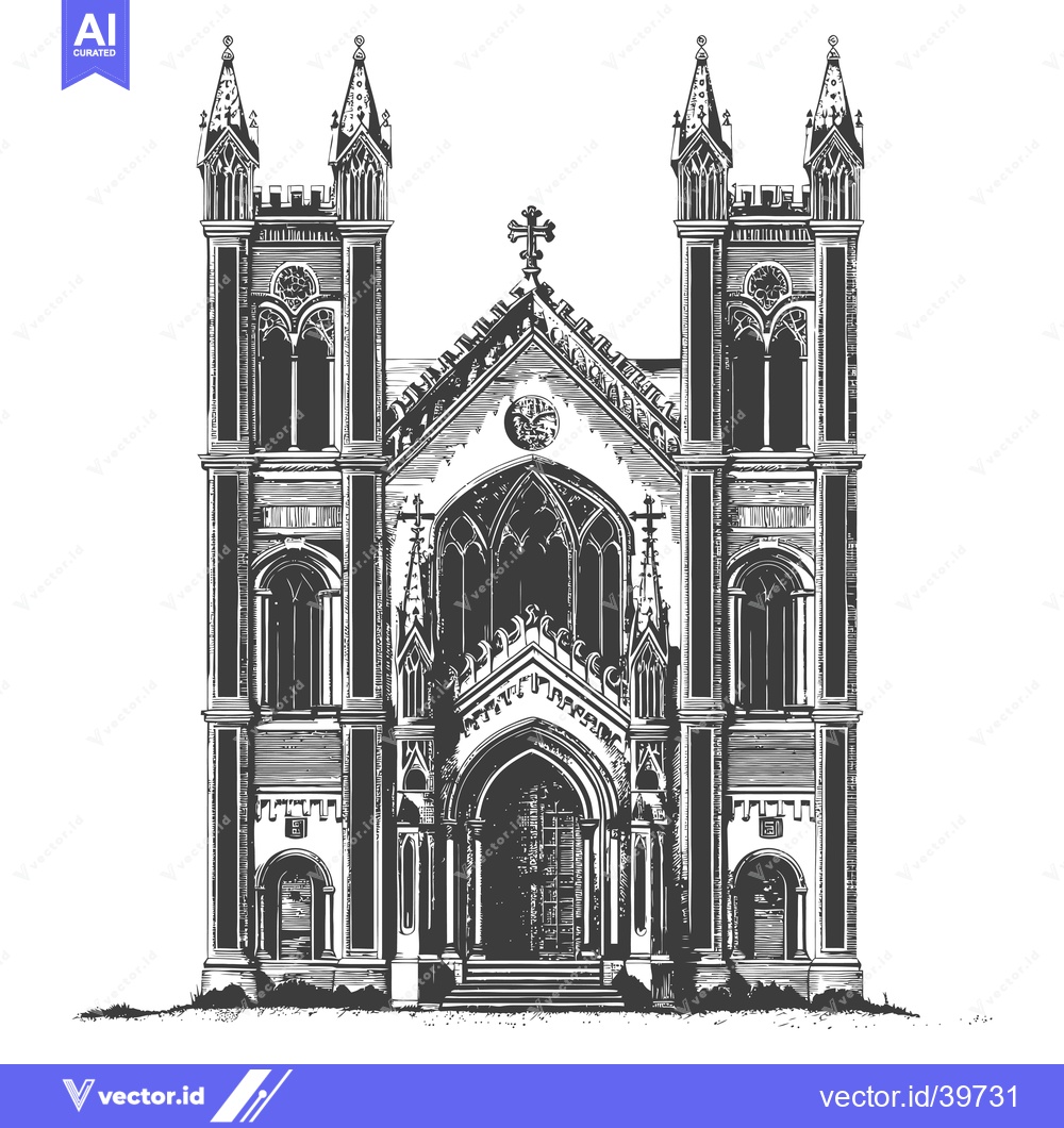 Premium Vector dari Gothic Architecture Church Building Facade Design