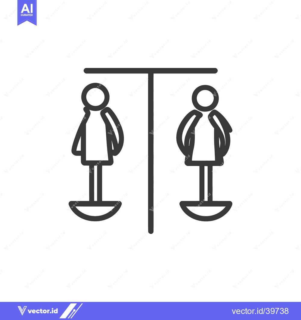 Premium Vector dari Two stylized figures balancing on a weighing scale symbol