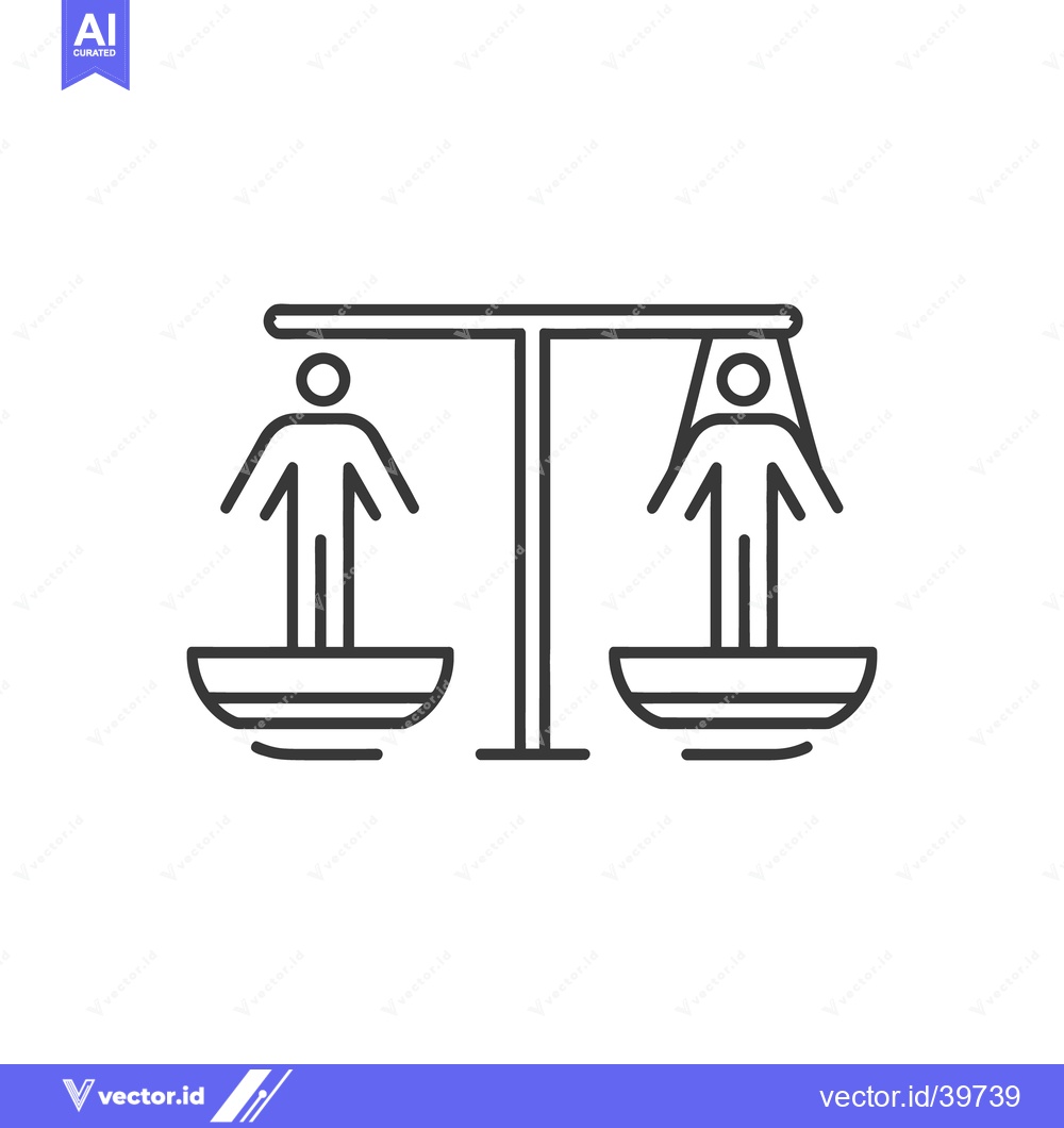Premium Vector dari Simple line drawing showing balance between two human figures