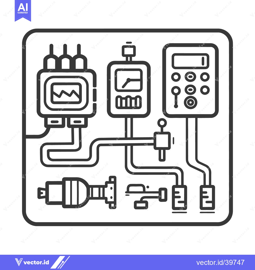 Premium Vector dari Illustrated diagram of interconnected control panels and electrical co