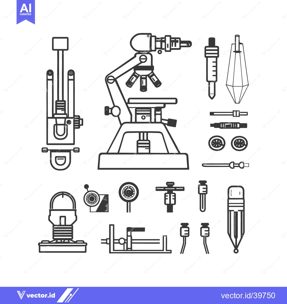 Premium Vector of Scientific Laboratory Equipment and Tools Outlined and Displayed on Wh