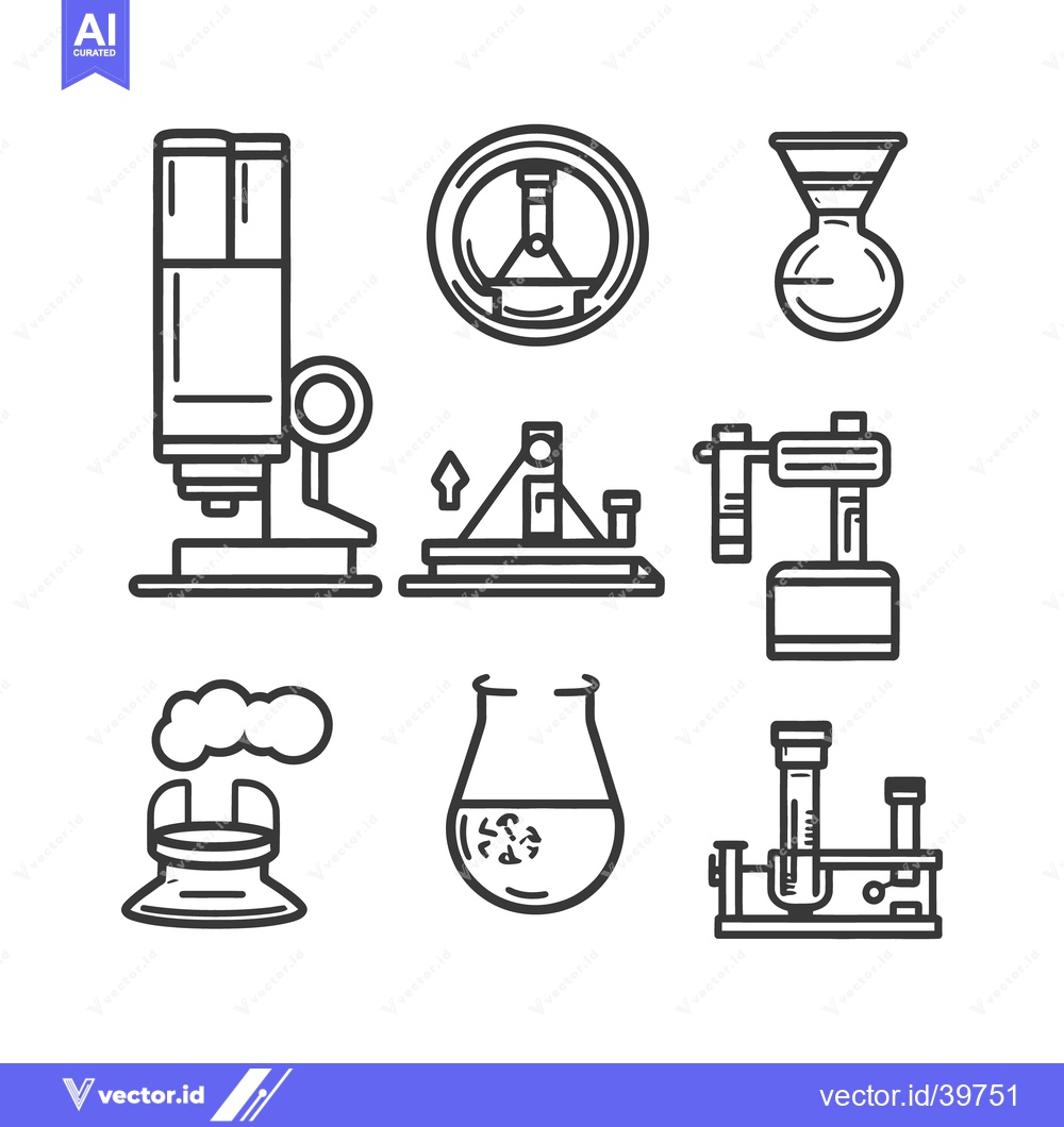 Premium Vector of Simple black outline drawings of various laboratory science equipment