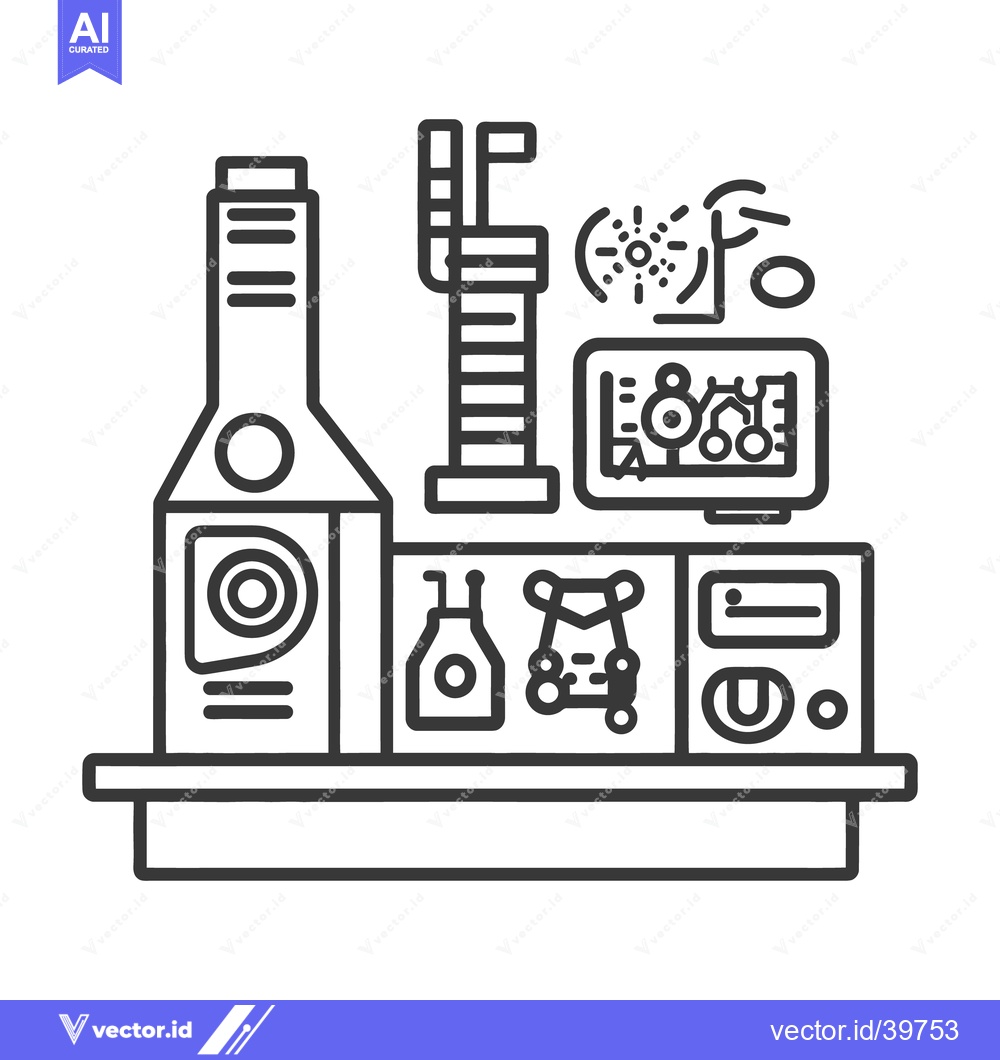 Premium Vector of Laboratory equipment arranged on a countertop as a line art illustrati