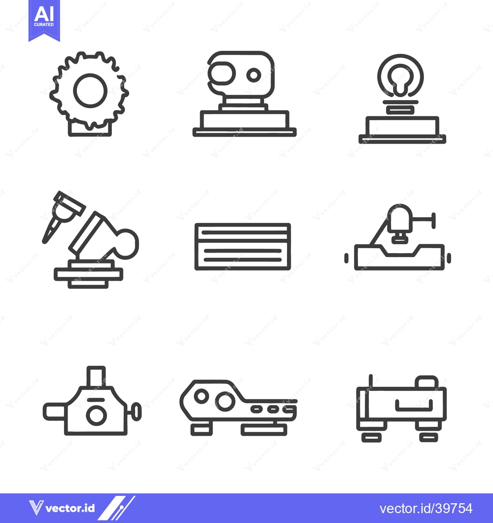 Premium Vector dari Several technical and industrial icons are displayed in a grid formati