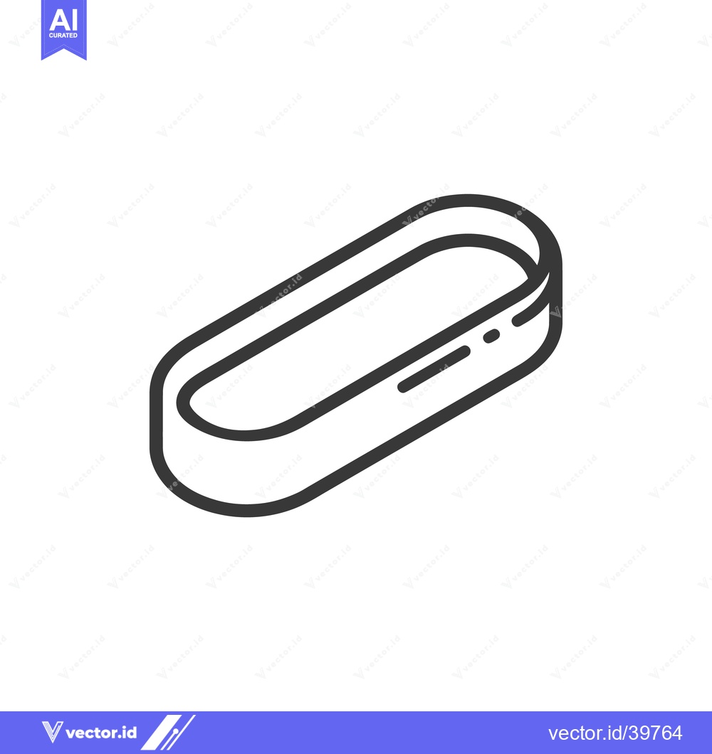Premium Vector dari Minimalist Capsule Icon: Isometric View, Bold Outline on White Backgro