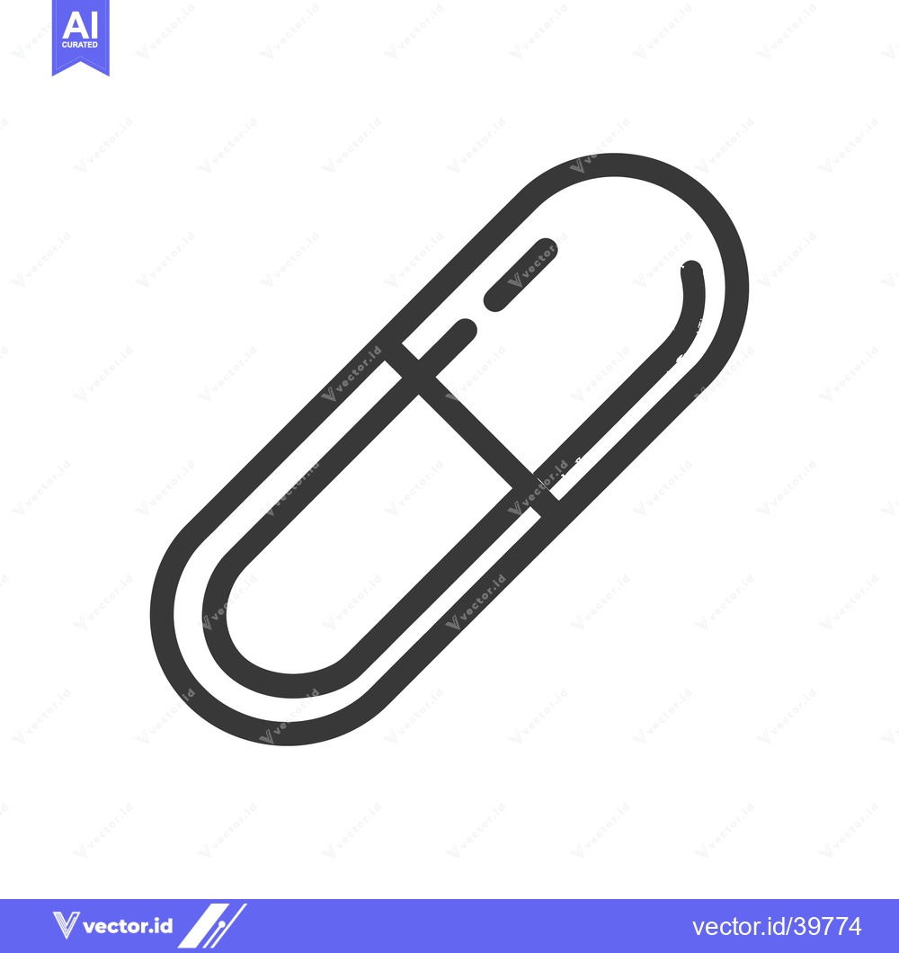 Premium Vector dari Minimalist Capsule Pill Icon in Black Outline on White Background