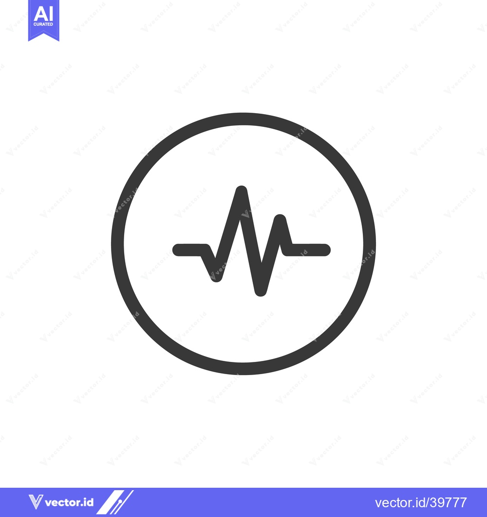 Premium Vector dari Heartbeat Pulse in Circle, Medical Symbol, Dark Gray on White