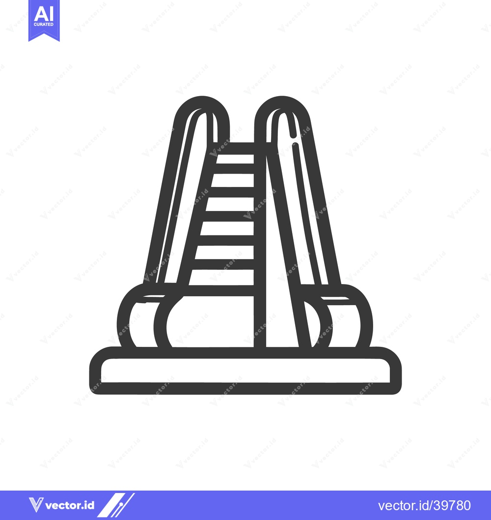Premium Vector dari Minimalist Icon of Inflatable Water Slide with Ladder and Rounded Edge