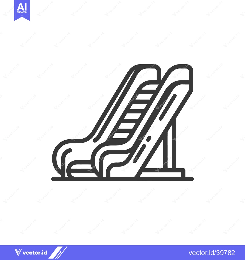 Premium Vector of Escalator Icon: Modern Line Art Illustration of Moving Staircase