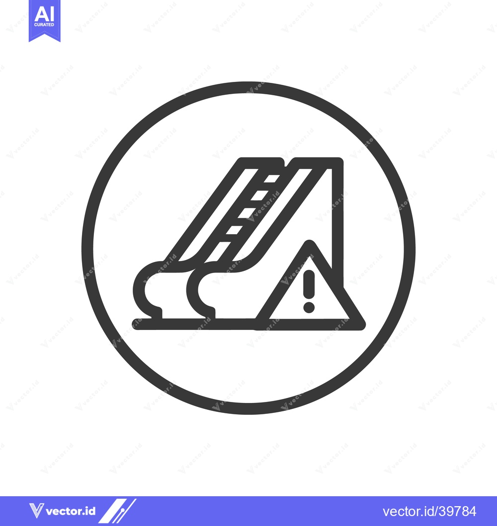 Premium Vector dari Escalator Malfunction Icon: Warning Sign in Circular Frame, Black and
