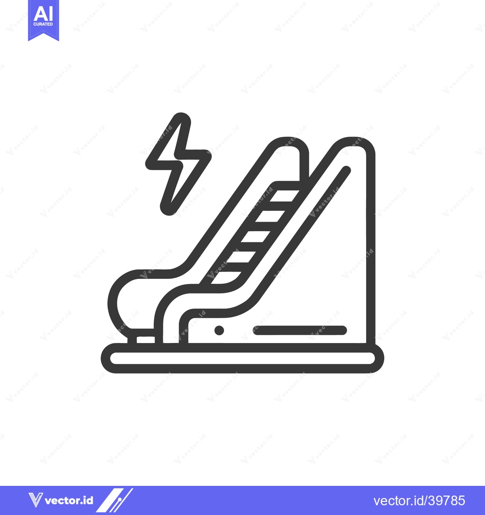 Premium Vector of Escalator Malfunction Icon: Power Outage, Broken Moving Staircase, Out