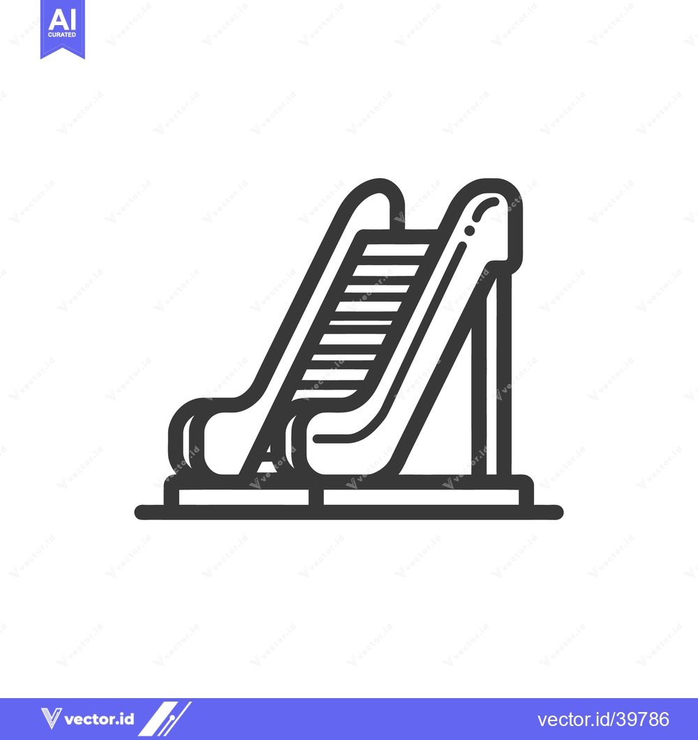 Premium Vector of Minimalist Escalator Icon: Bold Outline, Modern Design, Transportation