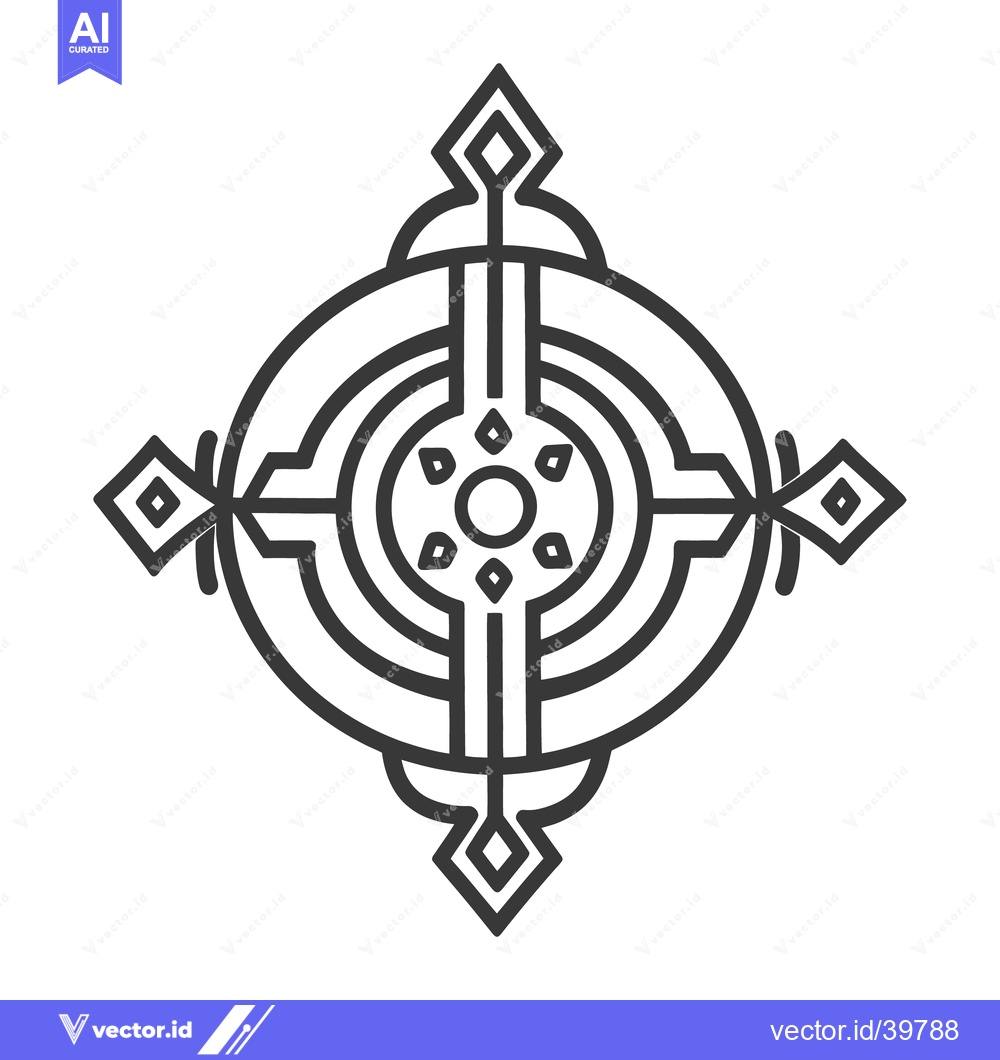 Premium Vector of A symmetrical black and white decorative circular geometric design