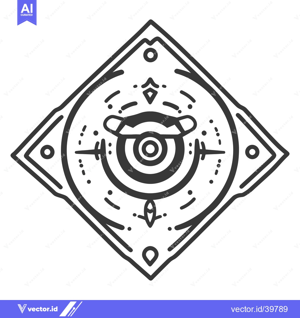 Premium Vector of Geometric eye and circle art encased in a diamond shape design