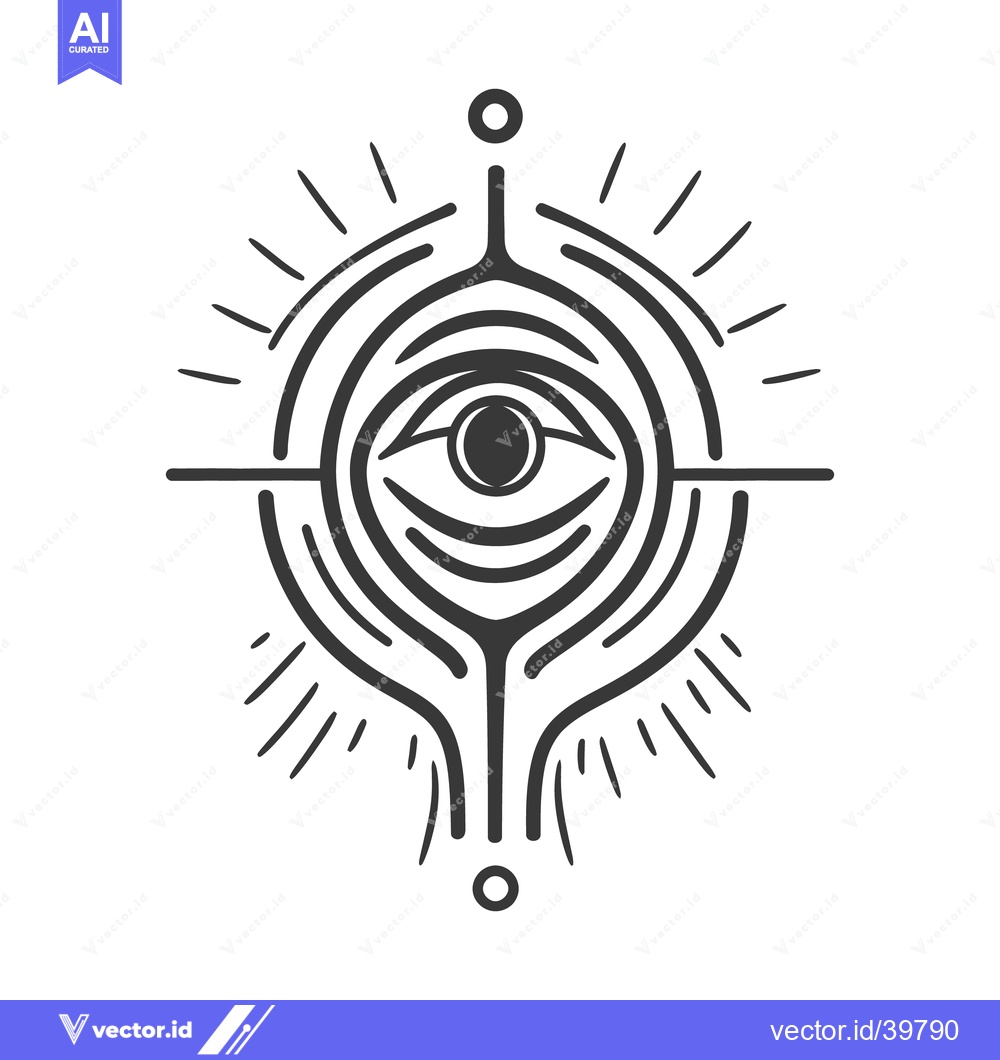 Premium Vector of A stylized eye within concentric circles and radiating lines