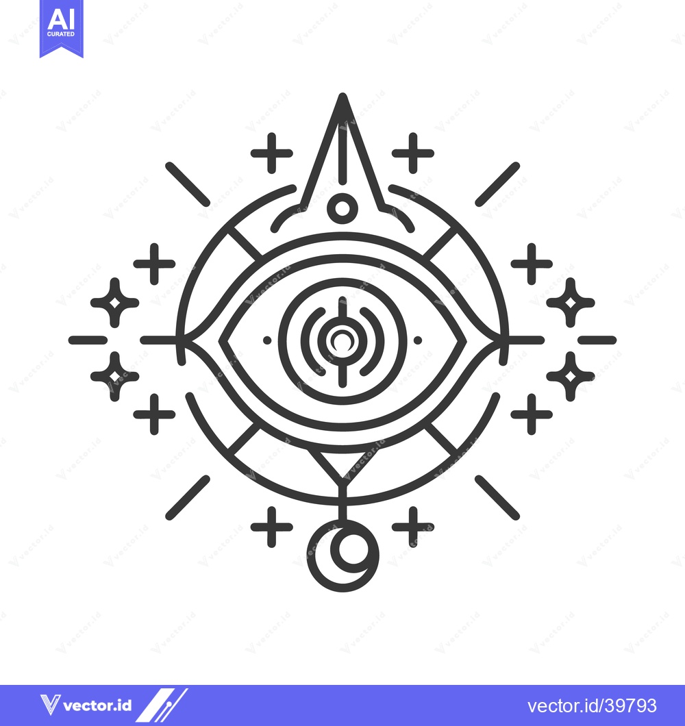 Premium Vector of A stylized eye design with geometric shapes and symbols