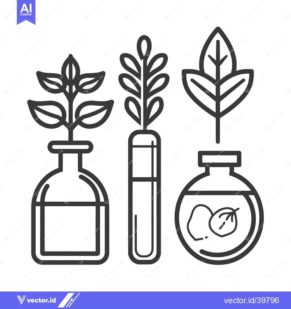 Premium Vector dari Three Laboratory Vases Containing Growing Botanical Plant Specimens
