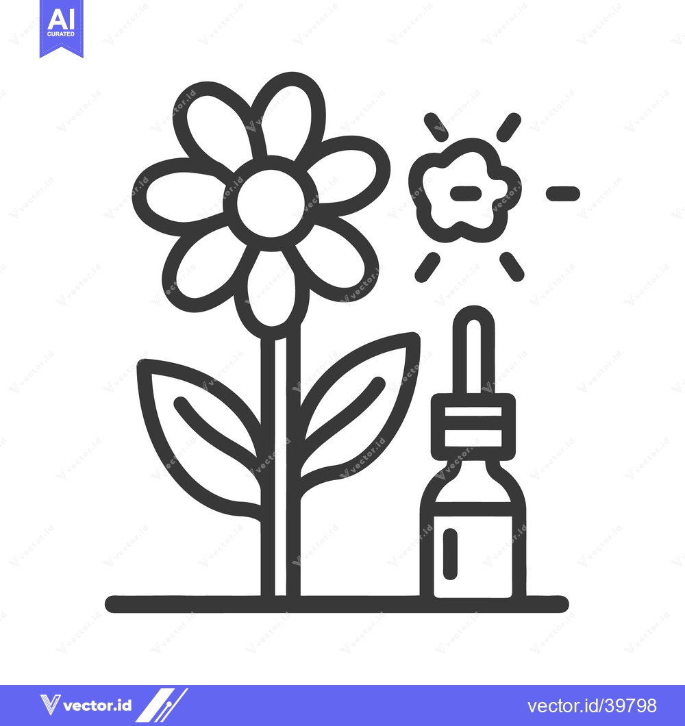 Premium Vector of A floral illustration showing a flower a bottle and pollination
