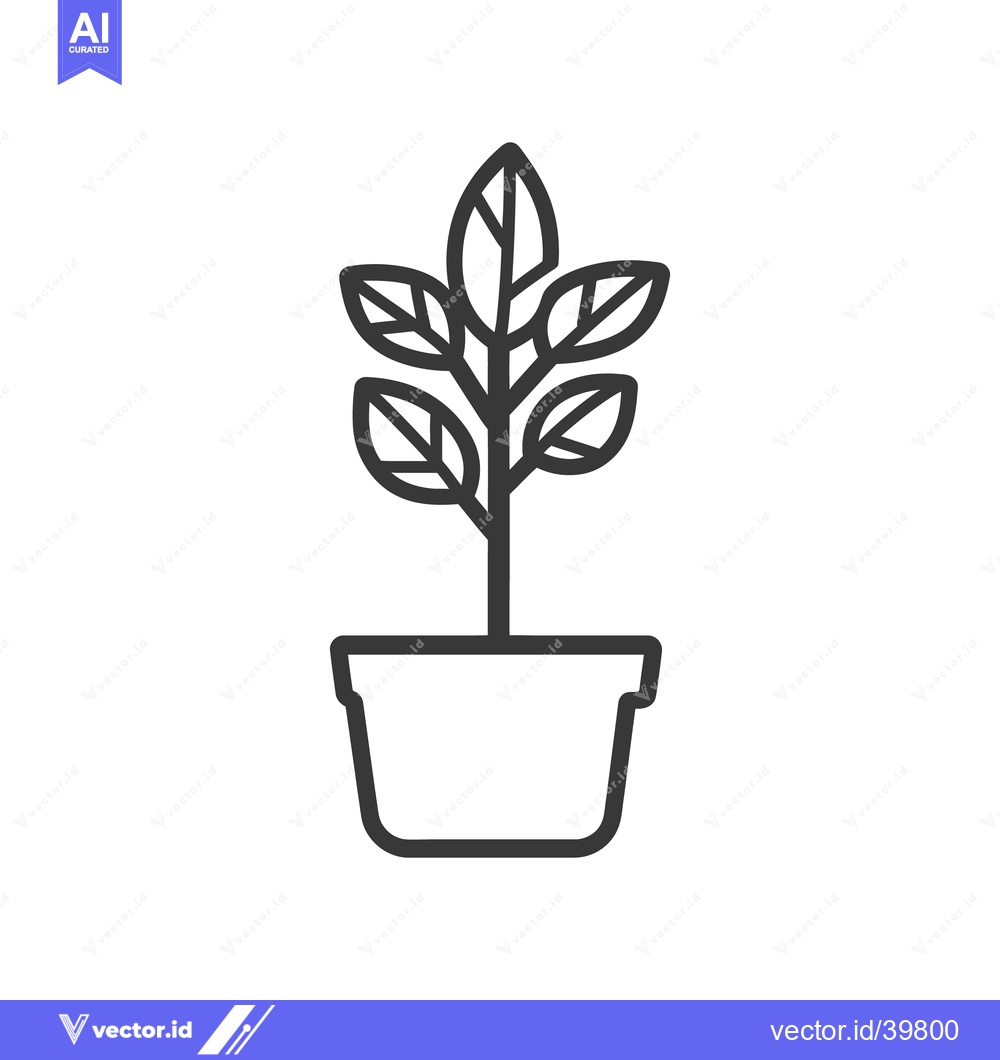 Premium Vector of A simple line drawing of a potted plant and its foliage