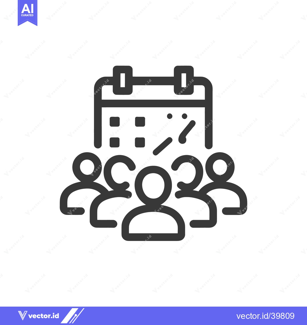 Premium Vector dari Team Meeting Schedule: Calendar Icon with People Group Outline