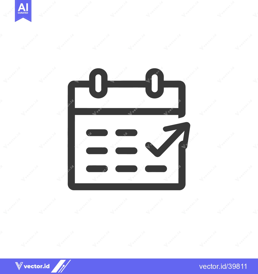 Premium Vector dari Minimalist Calendar Icon with Checkmark, Dark Gray on White Background
